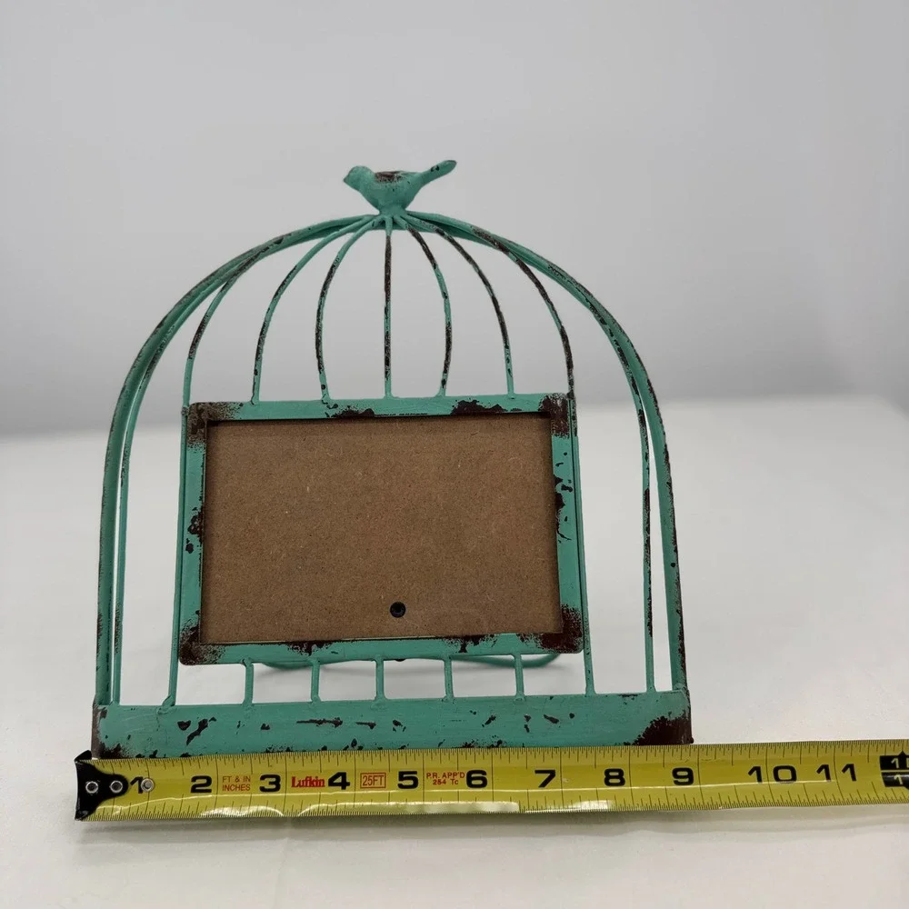 Teal Metal Birdcage Photo Frame Distressed Shabby Chic 4x6 Horizontal‎